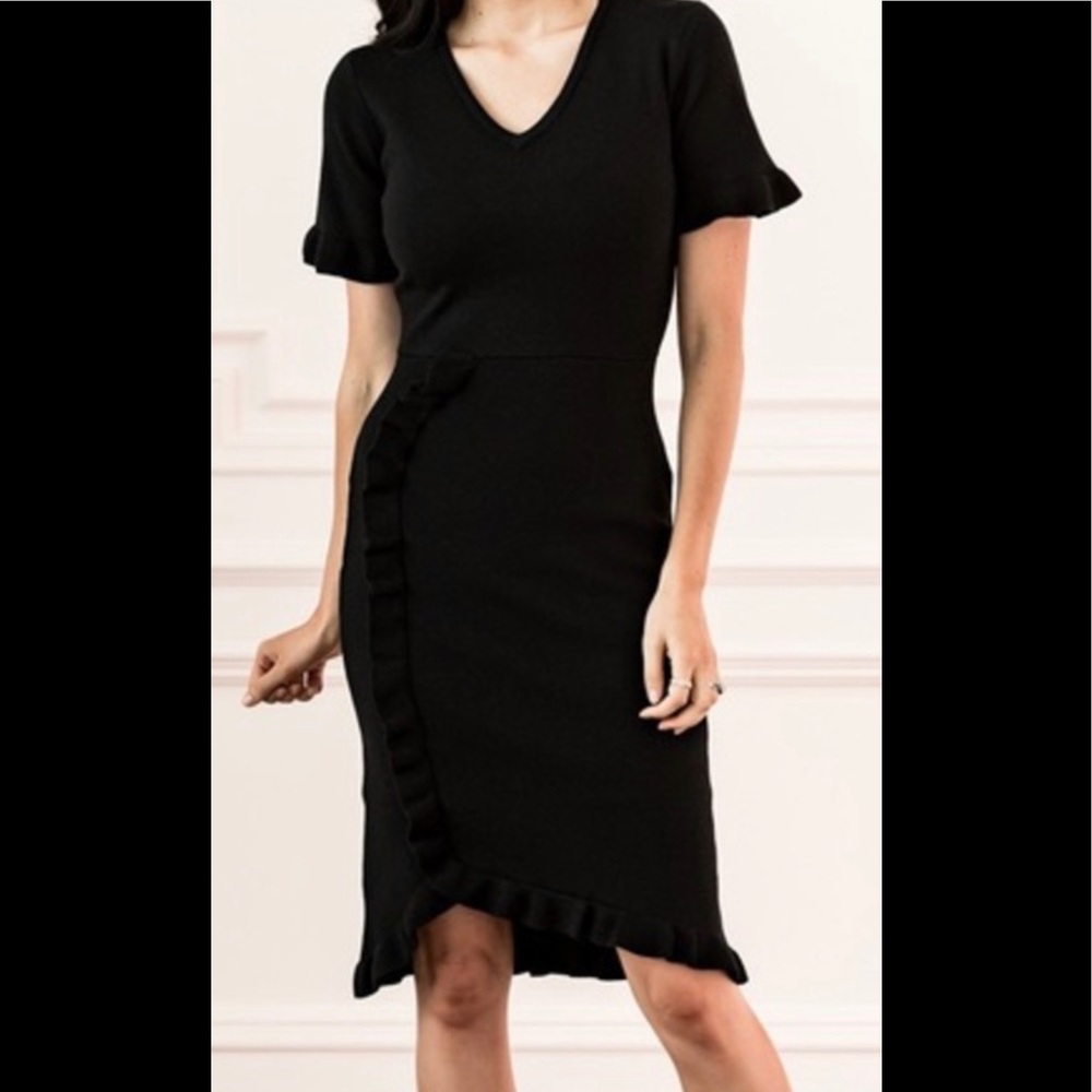 NWT Rachel Parcell black ruffle midi dress
